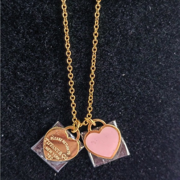 Tiffany & Co. Gold Necklace with Pink Heart Pendant - Picture 2 of 6